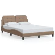 vidaXL Sängram med huvudgavel cappuccino 140x200 cm konstläder