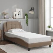 vidaXL Sängram med huvudgavel cappuccino 90x200 cm konstläder