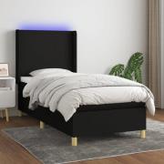 vidaXL Ramsäng med madrass & LED svart 80x200 cm tyg