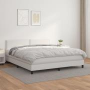 vidaXL Ramsäng med madrass vit 180x200 cm konstläder