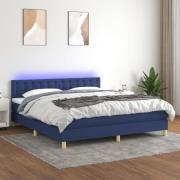 vidaXL Ramsäng med madrass & LED blå 160x200 cm tyg