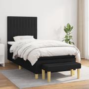 vidaXL Ramsäng med madrass svart 90x190 cm tyg
