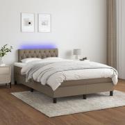 vidaXL Ramsäng med madrass & LED taupe 120x200 cm tyg