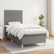 vidaXL Ramsäng med madrass mörkgrå 90x190 cm tyg