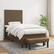 vidaXL Ramsäng med madrass mörkbrun 90x190 cm tyg