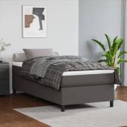 vidaXL Ramsäng med madrass grå 90x190 cm konstläder
