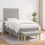 vidaXL Ramsäng med madrass ljusgrå 90x200 cm tyg