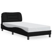vidaXL Sängram med LED utan madrass svart 90x190 cm tyg