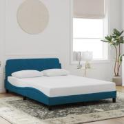 vidaXL Bed Frame with Headboard "Dover" Blue 140x200 cm Velvet
