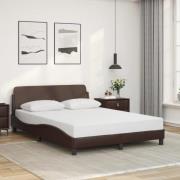 vidaXL Sängram med huvudgavel brun 140x200 cm konstläder