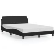 vidaXL Sängram med huvudgavel svart 140x190 cm konstläder