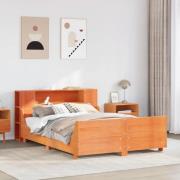 vidaXL Sängram utan madrass vaxbrun 140x190 cm massiv furu