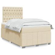 vidaXL Ramsäng med madrass gräddvit 120x190 cm tyg