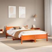 vidaXL Sängram utan madrass vaxbrun 120x190 cm massiv furu