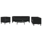 vidaXL Soffgrupp chesterfield 3 delar bolsterkuddar svart sammet