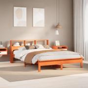 vidaXL Sängram utan madrass vaxbrun 135x190 cm massiv furu