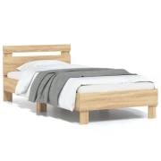 vidaXL Sängram utan madrass med huvudgavel sonoma-ek 90x190 cm
