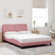 vidaXL Bed Frame without Mattress Pink 140x190 cm Velvet