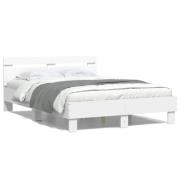 vidaXL Sängram med huvudgavel vit 135x190 cm konstruerat trä