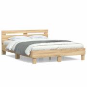 vidaXL Sängram med huvudgavel sonoma-ek 140x190 cm konstruerat trä