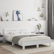 vidaXL Sängram med huvudgavel vit 150x200 cm konstruerad trä