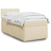 vidaXL Ramsäng med madrass gräddvit 90x200 cm tyg