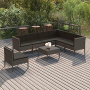 vidaXL Loungegrupp med dynor 8 delar grå konstrotting