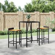vidaXL Barbord med glasskiva svart 70x70x110 cm konstrotting
