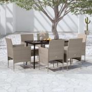vidaXL Matgrupp för trädgården med dynor 5 delar beige och svart