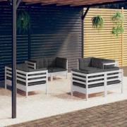 vidaXL Loungegrupp med antracit dynor 8 delar massiv furu