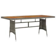 vidaXL Trädgårdsbord grå 160x70x72 cm konstrotting&massiv akacia