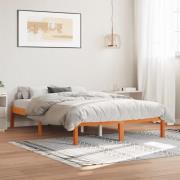 vidaXL Sängram utan madrass vaxbrun 120x190 cm massiv furu