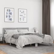 vidaXL Sängram grå sonoma 160x200 cm konstruerat trä och metall