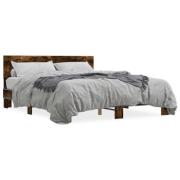 vidaXL Sängram rökfärgad ek 160x200 cm konstruerat trä och metall