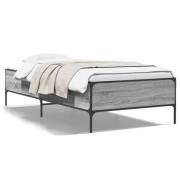 vidaXL Sängram grå sonoma 75x190 cm konstruerat trä och metall