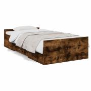 vidaXL Sängram med lådor rökfärgad ek 75x190 cm konstruerad trä