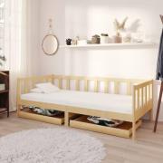 vidaXL Dagbädd med lådor 90x200 cm massiv furu