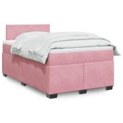 vidaXL Ramsäng med madrass rosa 120x200 cm sammet