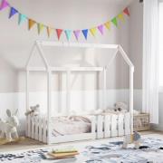 vidaXL Barnsäng med husram vit 70x140 cm massiv furu
