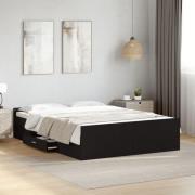 vidaXL Sängram med lådor svart 120x190 cm konstruerat trä