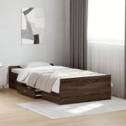 vidaXL Sängram med lådor brun ek 90x190 cm konstruerat trä