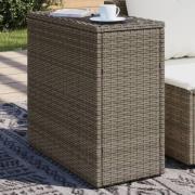 vidaXL Trädgårdsbord med glasskiva grå 58x27,5x55 cm konstrotting