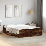 vidaXL Sängram med lådor rökfärgad ek 120x190 cm konstruerad trä
