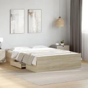vidaXL Sängram med lådor sonoma-ek 140x190 cm konstruerat trä
