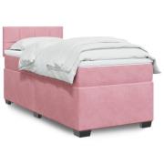 vidaXL Ramsäng med madrass rosa 90x200 cm sammet