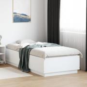 vidaXL Sängram med LEDs vit 100x200 cm konstruerad trä