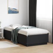 vidaXL Sängram med LEDs svart 90x200 cm konstruerat trä