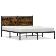 vidaXL Sängram utan madrass metall rökfärgad ek 137x190 cm