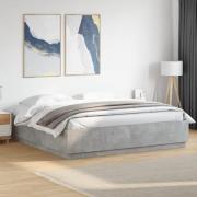 vidaXL Sängram betonggrå 200x200 cm konstruerat trä