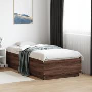 vidaXL Sängram brun ek 75x190 cm konstruerad trä